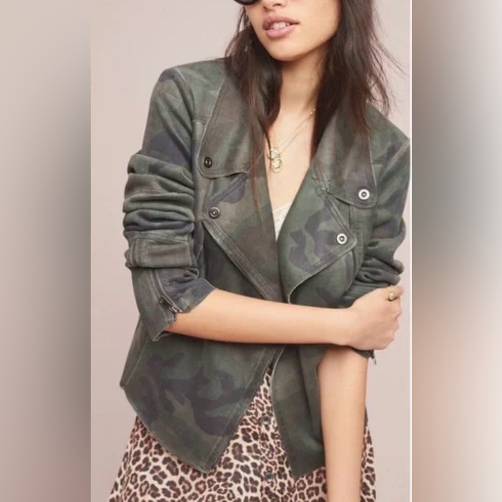 Anthropologie Marrakech Green Camouflage motto Utility Jacket. Medium